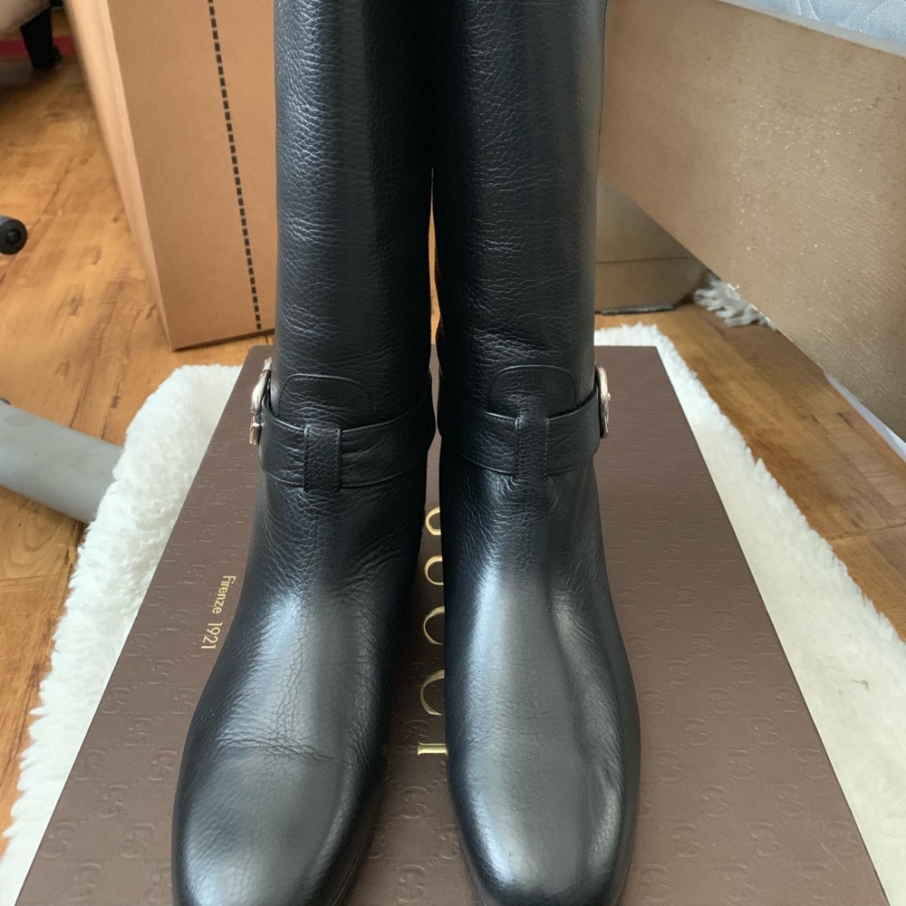 GUCCI Leather Interlocking G Riding Boot